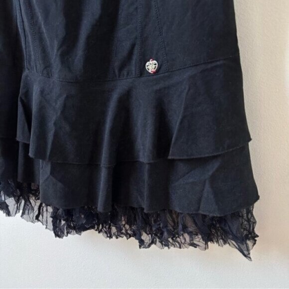 Vintage Y2K Black Bubble Dress with Peplum Pleats Tulle Tutu Trim Size Medium - Picture 10 of 11